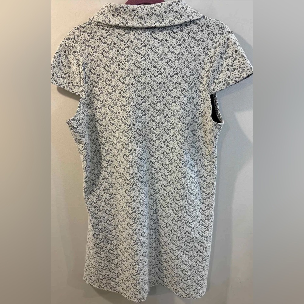 Papillon White /BLK Jacquard Tunic Dress -EUC-Sz-L -pockets-layer- lagenlook - Picture 11 of 13